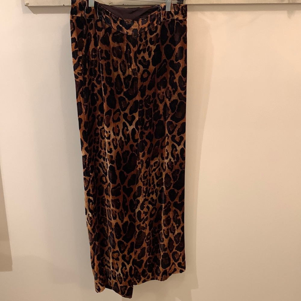 Rayon and silk velvet leopard print pants